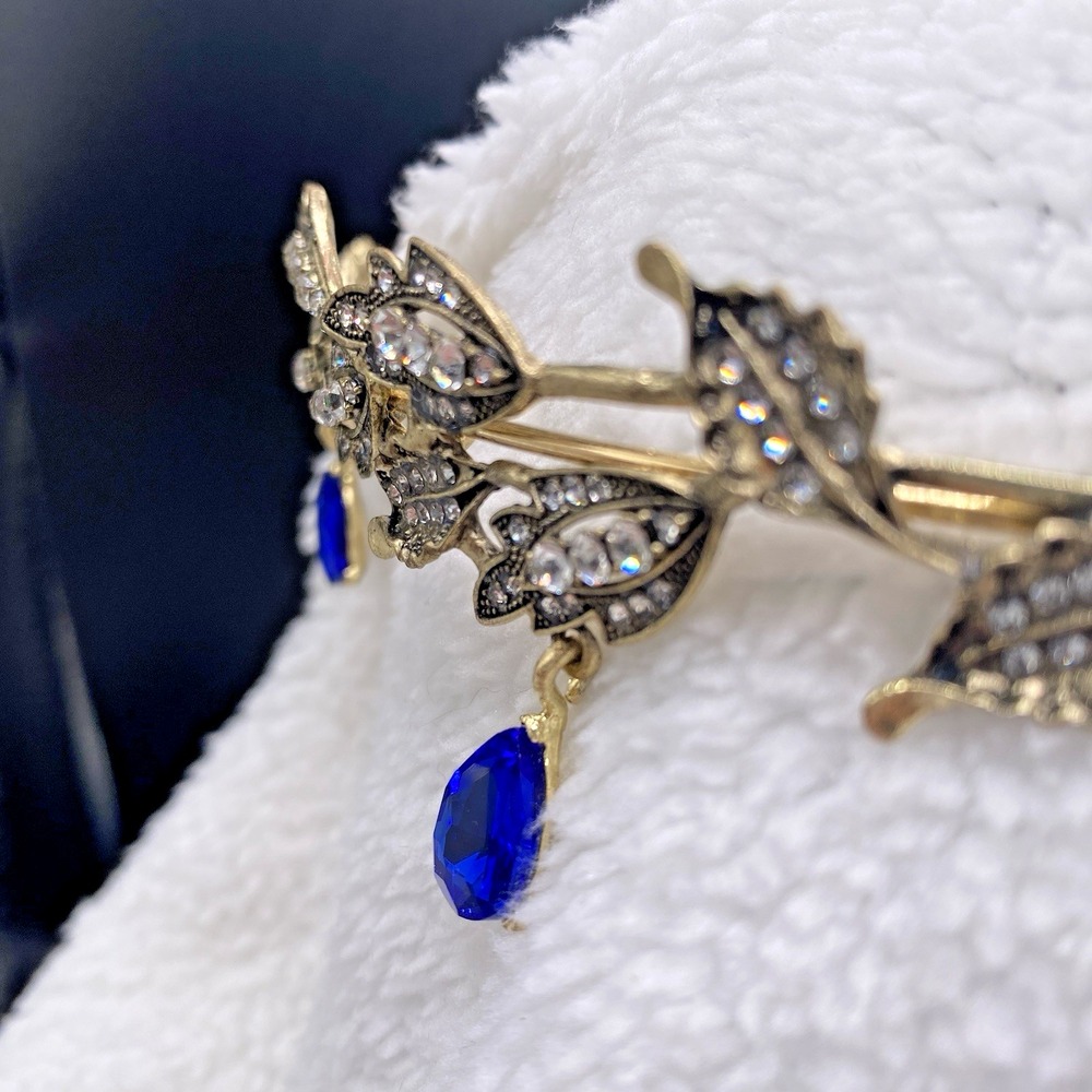 Octavia's Crystal Drop Fairy Elvin Headband Gold Royal Blue Cosplay Costume - Picture 7 of 10